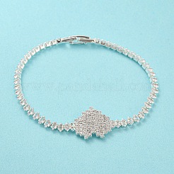 Bracciale a maglie a cuore in ottone placcato a cremagliera con catene da tennis in zirconi cubici&nbsp;BJEW-Q771-02S