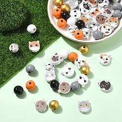 16 стиль печатных деревянных бусин&nbsp;WOOD-YW0001-71