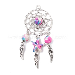 Тканая сетка / паутина с подвесками из перьевого сплава PALLOY-JF03980