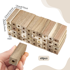 木製クラフトブロック40個  長方形  ビスク  64x19x19mm  穴：7mm&nbsp;WOOD-PH0004-11