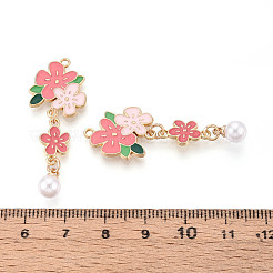 Подвески из эмали и искусственного жемчуга из АБС-пластика&nbsp;ENAM-T022-49KCG