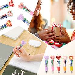 15 penna a sfera multicolore a forma di cuore in plastica da 5 colori&nbsp;AJEW-TA0005-79