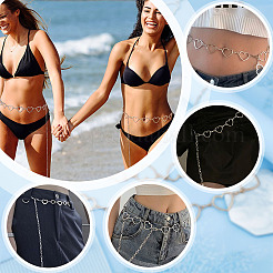 2 шт. 2-х стильные цепочки из сплава в форме сердца на талию AJEW-PH0004-05