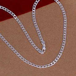 男性のための人気のシルバーカラーメッキ真鍮カーブチェーンネックレス  カニカン付き  28インチ  4mm&nbsp;NJEW-BB12724-28