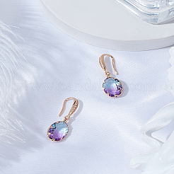 1 пара серег-подвесок из латуни с кубическим цирконием&nbsp;EJEW-LP0003-67C