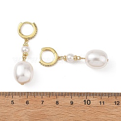 Ovale Ohrhänger mit Muschelperlen&nbsp;EJEW-JE07361-01