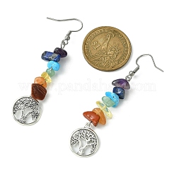 Pendientes colgantes con virutas de piedras mixtas naturales y sintéticas&nbsp;EJEW-JE05390-02
