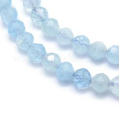 Природные Аквамарин бисер нитей G-E411-19B-4mm