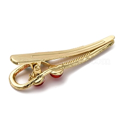 Заколки для волос из крокодиловой кожи вишневого цвета с золотистым сплавом PHAR-K006-04B-G