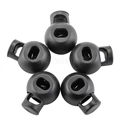 1 trou en fer teint à ressort chargé en plastique écologique boucle ronde cordon à bascule serrure à haricots bouchons pour sangles de sac à dos de bagages de sportwear&nbsp;FIND-E004-60B-15mm