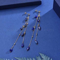 Серьга-гвоздик с подвесками из натурального камня EJEW-JE04122