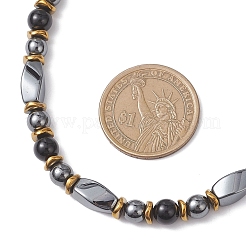 Collane di perline di ossidiana naturale rotonda e di ematite sintetica non magnetica intrecciata&nbsp;NJEW-JN05728-02
