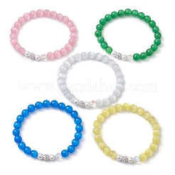 Braccialetti elastici con perline a forma di occhio di gatto per donne e uomini&nbsp;BJEW-JB11231