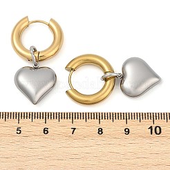 Двухцветные серьги-кольца в форме сердца из нержавеющей стали 304&nbsp;LS-EJEW-Z097-02GP-01