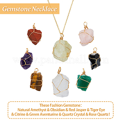 8 шт. 8 стиля самородков натуральный смешанный драгоценный камень подвеска ожерелье комплект для женщин&nbsp;NJEW-FI0001-47
