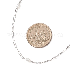 Женские ожерелья-скрепки из натурального жемчуга и нержавеющей стали 304&nbsp;NJEW-JN05823-01