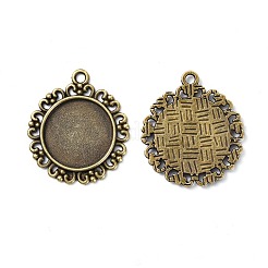 Lega rotonda e piatta impostazioni ciondolo cabochon di stile tibetano&nbsp;TIBEP-Q045-005AB-NR