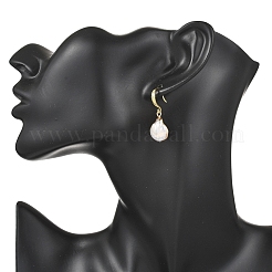 Серьги-подвески из натурального жемчуга кеши с гальваническим покрытием EJEW-JE06709
