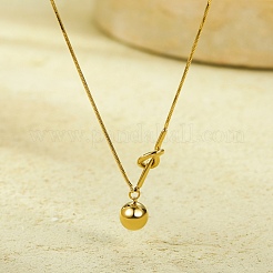 Ожерелья с круглыми подвесками в виде шариков из нержавеющей стали 304 для женщин&nbsp;NJEW-U031-05G