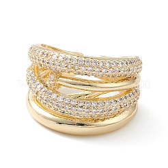 Открытое кольцо-манжета с цветком из прозрачного циркония RJEW-C056-10G