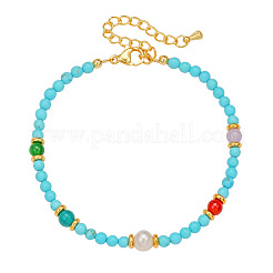 Женские браслеты из круглой синтетической бирюзы JT3894-1