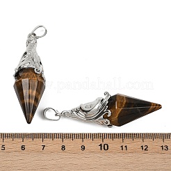 Большие подвески с ограненным биконусом из натурального тигрового глаза G-Z101-03P-06