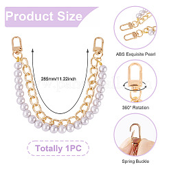 АБС-пластик имитация жемчуга и алюминиевые цепи для панциря сумки удлинители цепи&nbsp;HJEW-TAC0074