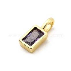 Прямоугольник латуни микро проложит кубических подвески диоксида циркония&nbsp;KK-C134-14G