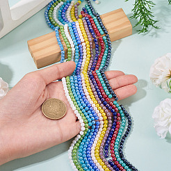 12 нити 12-х цветных гальванизированных непрозрачных стеклянных бусин&nbsp;EGLA-TA0013-34