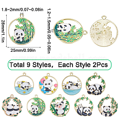 18шт 9 стиля светлые позолоченные подвески из сплава с эмалью&nbsp;ENAM-SC0004-29