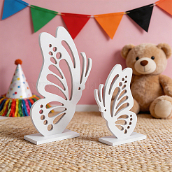 2 pieza de escultura de madera de mariposa para decoración de exhibición.&nbsp;DJEW-WH0053-78