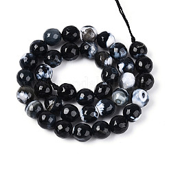 Нити окрашенных и нагретых натуральных агатовых бус с огненным кракелюром&nbsp;G-N359-01B-01