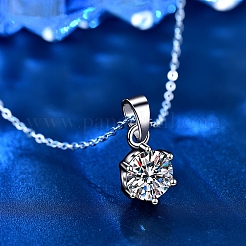 Антикоррозийное родиевое покрытие 925 стерлинговое серебро паве кристалл муассанит горный хрусталь шестигранные подвески STER-U003-02P