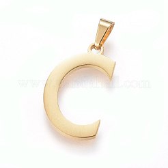 304ステンレススチールペンダントとスタッドピアスジュエリーセット  アルファベット  文字.c  20~23x13~19x1.5mm  穴：6x3mm  6~10x6~9x1mm  ピン：0.8mm&nbsp;SJEW-P099-03G