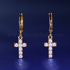 Модные серьги-кольца из латуни с крестом WA8660