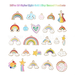 25 шт. 25 стильные подвески из светлого золотого сплава с эмалью&nbsp;ENAM-YW0001-82