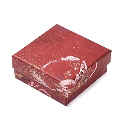 Boîtes à bijoux carrées en carton imprimées de peinture à l'huile florale&nbsp;CBOX-A010-01A-05