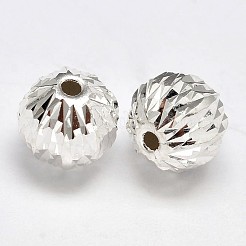 ファンシーカットファセットラウンド925の純銀製のビーズ  銀  5mm  穴：1.5mm  約119個/20g&nbsp;STER-F012-12A