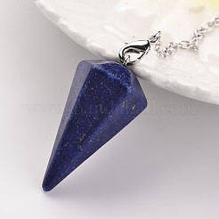 Маятники из латуни платинового цвета из смеси натуральных и синтетических камней с шестигранным наконечником&nbsp;MAK-M015-01