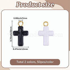 100色染め合成ターコイズペンダント2個  クロスチャーム  鉄ループ付き  ゴールドカラー  ミックスカラー  20mm  穴：2mm  50個/カラー&nbsp;FIND-BM0001-60D