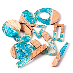 20шт 10 стиля подвески из прозрачной смолы и белого дерева&nbsp;RESI-TA0002-86