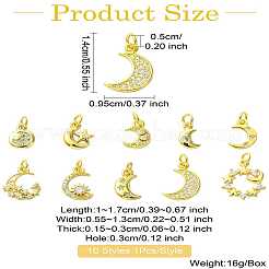 10шт 10 стиля латунные микропаве прозрачные кубические подвески из циркония&nbsp;KK-CJ0002-49