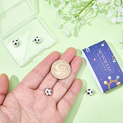 6個真鍮エナメルチャーム  サッカーのチャーム  プラチナメッキ  12x10mm  穴：1.4mm&nbsp;KK-SC0007-75