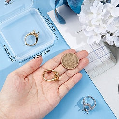 4 шт. 2-цветные регулируемые оправы для колец-солитеров из латуни с микропаве из прозрачного кубического циркония ZIRC-BBC0001-95