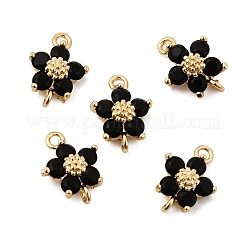 Messing Pavé Zirkonia Blumen Glieder Verbinder Charms&nbsp;KK-H089-34G-03