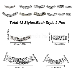 24 Stück 12 Stile tibetischer Stil Legierung gebogene Rohrperlen&nbsp;FIND-SC0002-98