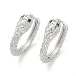 Серьги-кольца из латуни с зеленым кубическим цирконием EJEW-Q016-12P