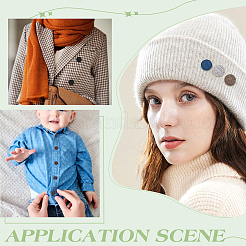 80 шт. 8-х цветная льняная пуговица с 1 отверстиями DIY-WR0003-45