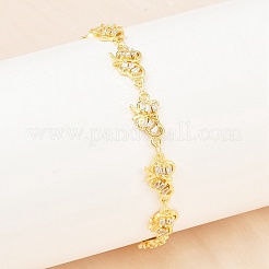 Латунные браслеты-цепочки с микропаве из прозрачных кубических цирконий для женщин BJEW-A090-10E-G