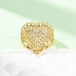 Регулируемые латунные кольца-манжеты с микропаве из кубического циркония для женщин RJEW-B139-08G-01